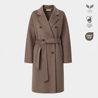 Manteau en cachemire mélangé double face pour femme, respirant, avec logo, coupe oversize longue, ceinturé, manches classiques, du fabricant OEM
