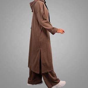 Long Sleeve <b>Hoody</b> Winter Streetwear Solid 2-Piece Oversize Sweatshirt & Sweatpants Set for Women Islamic Clothing - Product Image 5