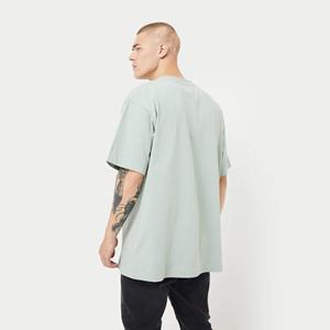 100% camisetas de algodón antiarrugas para hombre, diseño informal de cuello redondo, ajuste de gran tamaño, manga corta, tejido de punto teñido liso, teñido liso - Product Image 2