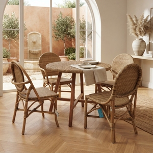 Goldust <b>Dining</b> Collection Natural Rattan Woven Outdoor <b>Dining</b> <b>Set</b> <b>Round</b> <b>Table</b> Chairs Bistro Patio Setup Art Design Decor - Product Image 2