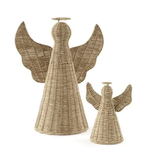 Caja de Almacenamiento Navideña de Mimbre Rústico con Forma de Ángel - Tejida a Mano Multifuncional para Cocina y Sala de Estar - Product Image 2