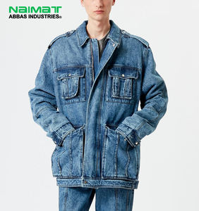 Chaqueta Cargo de Mezclilla Unisex para Invierno, 100% Algodón, Estilo Casual Holgado, Manga Larga, Bolsillos Utilitarios, Abrigo de Moda - Product Image 1