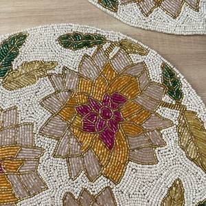 Handmade Classic Style Spring Floral Design Beaded <b>Placemat</b> Multicolor Home Decor - Product Image 4