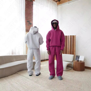 Sudadera con capucha recortada pesada con logotipo personalizado para hombre, sudaderas con capucha cuadradas de gran tamaño y sudaderas con capucha sin cuerdas - Product Image 2