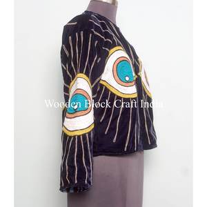Most Trending Handmade eye design Suzani Embroidery <b>Velvet</b> Winter <b>Jacket</b> <b>Women</b> Short Suzani <b>Jacket</b> FreeSize Short Quilted <b>Jacket</b> - Product Image 4
