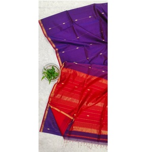 Sari en soie et coton Maheshwari avec petit bordure en diamant Buti, tissé de qualité supérieure, pour festivals et fêtes ethniques - Product Image 2