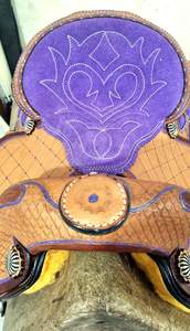 Western Barrel Racing Horse Saddle Pleasure Trail Ensemble de sellerie de cow-boy en cuir à motifs floraux - Product Image 6