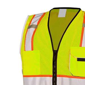 Chaleco de seguridad de poliéster de alta visibilidad para hombre, ropa de trabajo reflectante con bolsillos y cremallera, ropa de trabajo protectora antiestática a prueba de viento - Product Image 6