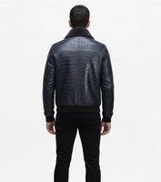 Chaqueta Bomber de Cuero Genuino Ecológico de Alta Calidad, Personalizable y Hecha a Mano, para Hombre, con Cierre Frontal Completo