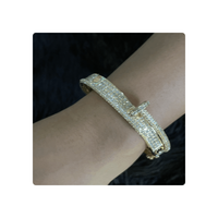 Joyería de Lujo para Mujer, Brazalete de Diamantes Naturales en Oro Amarillo de 14 Quilates con 9.50 Quilates de Diamantes