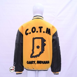 แจ็กเก็ตทีมโรงเรียนปักโลโก้ตามสั่งแขนเสื้อหนังสีดำเสื้อแจ็กเก็ตกันหนาวปักด้านหลังของผู้ชายแจ็คเก็ตเลตเทอร์แมน - Product Image 2