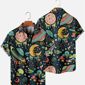 100% coton, T-shirt pour homme, coupe ample, imprimé Chemises de plage décontractées pour hommes Confortable Hawaii Wear 100% Cotton Short Sleeve - Product Image 3