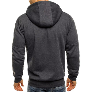 2025 chaqueta con capucha informal de manga larga para hombre, Sudadera con capucha deportiva de gimnasio con cremallera de Color sólido para primavera otoño 100%, logotipo frontal de poliéster - Product Image 4