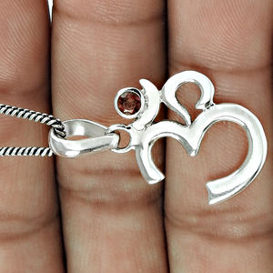 จี้สร้อยคออ้อมทางศาสนาของอินเดีย925เงินแท้พลอยโกเมนสีแดงธรรมชาติทำด้วยมือเครื่องประดับขายส่งราคาโรงงาน - Product Image 3