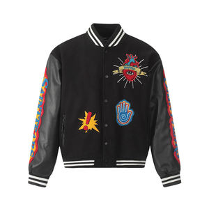 Custom <b>Men</b> Oversized Satin Waterproof Sleeve Varsity <b>Jacket</b> Loose Fit <b>Baseball</b> Letterman Embroidered Chenille Patchwork Hip Hop - Product Image 3