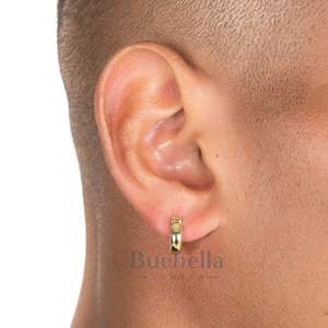 Pendientes de aro de oro de moissanita con revestimiento de oro de 14 quilates de plata de ley S925, joyería deslumbrante y delicada inspirada en la fe para hombres - Product Image 1