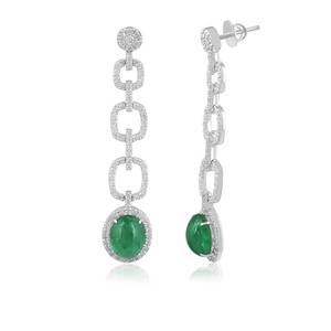 Boucles d'oreilles pendantes en zircon blanc émeraude en argent sterling 925 plaqué or 14 carats bijoux de luxe élégants faits à la main - Product Image 2