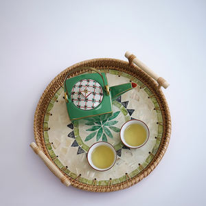 Bandeja de Servir de Lujo Hecha a Mano, Ecológica, con Incrustaciones de Madreperla de Vietnam, Diseño Geométrico Decorativo, Duradera, para Hogar Moderno y Hotel - Product Image 2