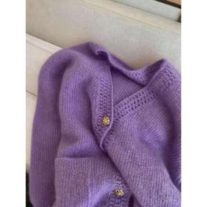 Women's Striped Open-Knit Long Sleeve Button Sweater Sizes S-XL Custom OEM/ODM - Product Image 5