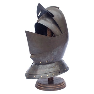 เหล็กสงครามยุคกลางหมวกกันน็อคแบบยุโรปสีเข้มพร้อมเบาะป้องกันศีรษะหนังด้านใน - Product Image 2