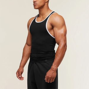 Camiseta Deportiva de Alta Calidad para Hombre, Ajustada, de Algodón y Elastano, Blanca, con Nervaduras, para Gimnasio - Product Image 5