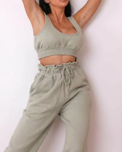 Survêtements de sport pour femmes en molleton imprimé personnalisé 480 g/m², deux pièces, couleur unie, chauds pour l'hiver - Product Image 3