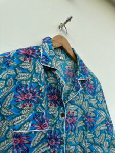 Conjunto de pijama de algodón puro hecho a mano indio de alta calidad para mujer ropa de dormir suave con cuello en V cómodo para otoño para verano invierno - Product Image 2