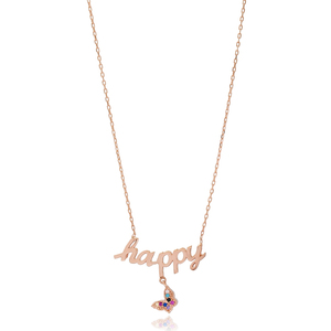 Pendentif Collier en Argent Sterling 925 Fait Main Turc avec Breloque Papillon et Lettre Joyeuse – Vente en Gros - Product Image 1