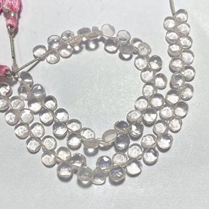 <b>Rose</b> <b>Quartz</b> Faceted <b>Heart</b> Shape Briolette Beads, 7MM Calibrated Gemstone Beads For Jewelry Use - Product Image 1