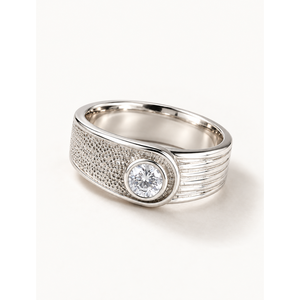 Bague Luna Orbit plaquée or rose avec zircone cubique - Style éternité romantique coupe princesse - Product Image 1