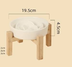 Small White Rose Ceramic <b>Slow</b> Food Bowl Dog Bowl - Product Image 5