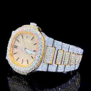 นาฬิกาเพชรโมอิสสีทองสีเหลืองทันสมัยผลิตจากอินเดีย - Product Image 3