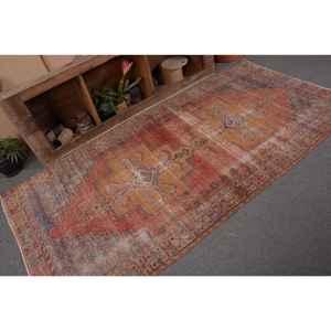 Alfombra turca Vintage de 4x8,3 pies, Alfombra de lana tejida plana naranja y Beige con respaldo de látex para decoraciones de sala de estar - Product Image 5