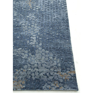 Tapis rectangulaire Kavi bleu noué à la main en laine et soie de bambou, motif abstrait Théorie du Chaos, pour la décoration de la maison, du salon et du couloir - Product Image 4
