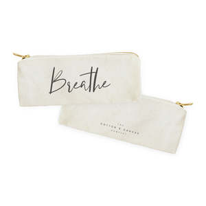 Breathe Linen <b>Makeup</b> Organizer Pencil <b>Case</b> and Travel Pouch Portable with Custom Logo and Letter Pattern - Product Image 2