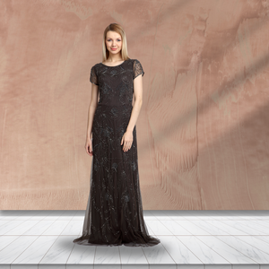 In Stock Long Formal Dresses With Cap Sleeves Available In Various Sizes