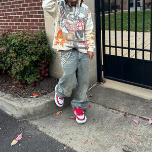 Sweat-shirt imprimé personnalisé 600gsm, poids lourd et épais, Patch de broderie personnalisé pour hommes, lavé à l'acide - Product Image 5