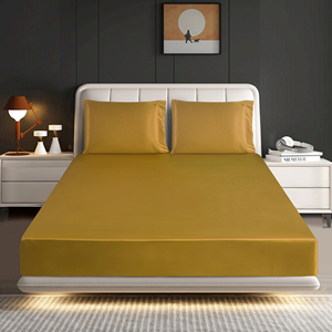 Nuovo Set di lenzuola con 3 pezzi in tessuto semplice in raso di poliestere con federe elastico morbide lenzuola King Size per la casa - Product Image 5