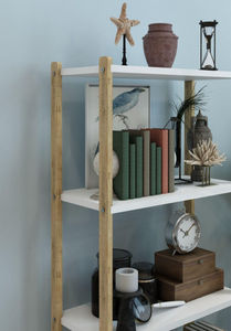 4-Tier Wooden Shelf <b>Unit</b> Multi-Purpose Bathroom, <b>Kitchen</b> & <b>Storage</b> Shelf Modern Open Bookshelf - Product Image 3