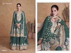 Combinaison Salwar Kameez en fausse Georgette lourde semi-cousue de haute qualité pour la vente à l'exportation depuis l'Inde - Product Image 3