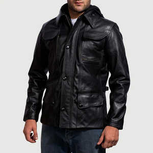 Chaqueta de Invierno para Hombre de Diseño Superior, Cuello Alto, Manga Larga, 100% Cuero de Alta Calidad, Impermeable, Logotipo Personalizable, Razonable - Product Image 2