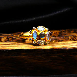 แหวนอัญมณีคลาสสิกสำหรับผู้หญิงสวม925เงินทองแหวนแลบราโดไรต์ที่มีค่า - Product Image 6