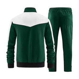 Ensemble de survêtement décontracté en polaire polyester pour homme, hiver, couleur unie, veste à manches longues avec fermeture éclair intégrale, col rond, poignets côtelés, pantalon de jogging avec braguette zippée - Product Image 3