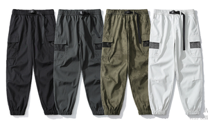 Pantalones Jogger Cargo de Lona Casuales para Hombre, Transpirables, de Cintura Media, Holgados, Rectos, con Seis Bolsillos, Estilo Hip Hop, con Frente Plano y Tinte Uniforme - Product Image 6