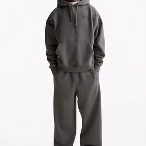 Ensemble de survêtement uni en molleton épais, sweat à capuche et pantalon de jogging, streetwear décontracté, vêtements de sport, broderie, prix bas, sweat à capuche zippé pour homme - Product Image 2