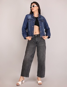 Veste en jean bleu de qualité supérieure pour femmes, manches longues, boutonnée avec poches, veste en jean de style décontracté - Product Image 2