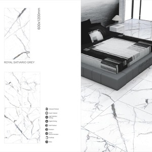 Royal Satvario 600x1200mm Carreaux d'intérieur en porcelaine polie brillante pour villas gris - Product Image 1