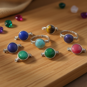 <b>Silver</b> Plated Fashion <b>Rings</b> with Colorful Stone Accents for Trendy Resale Collections - Product Image 3