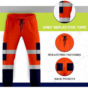 กางเกงทำงานผ้าโพลีเอสเตอร์คุณภาพสูงสำหรับผู้ชายกางเกงลำลองสะท้อนแสงมองเห็นได้ชัดเจนปรับแต่งโลโก้และกระเป๋าสินค้าได้ - Product Image 2