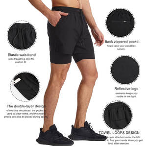 Short 2 en 1 avec logo personnalisé pour hommes, idéal pour les marques de sport, les gymnases et les équipes de fitness - Product Image 4